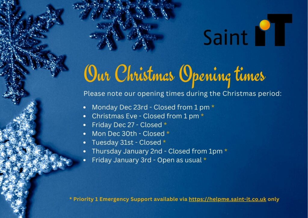 Christmas 2024 Opening Times